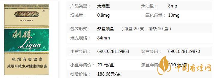 利群長嘴8mg硬盒香煙價(jià)格表查詢一覽