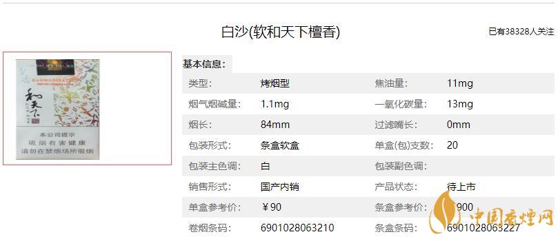 白沙軟和天下檀香價格 白沙軟和天下檀香多少錢一包